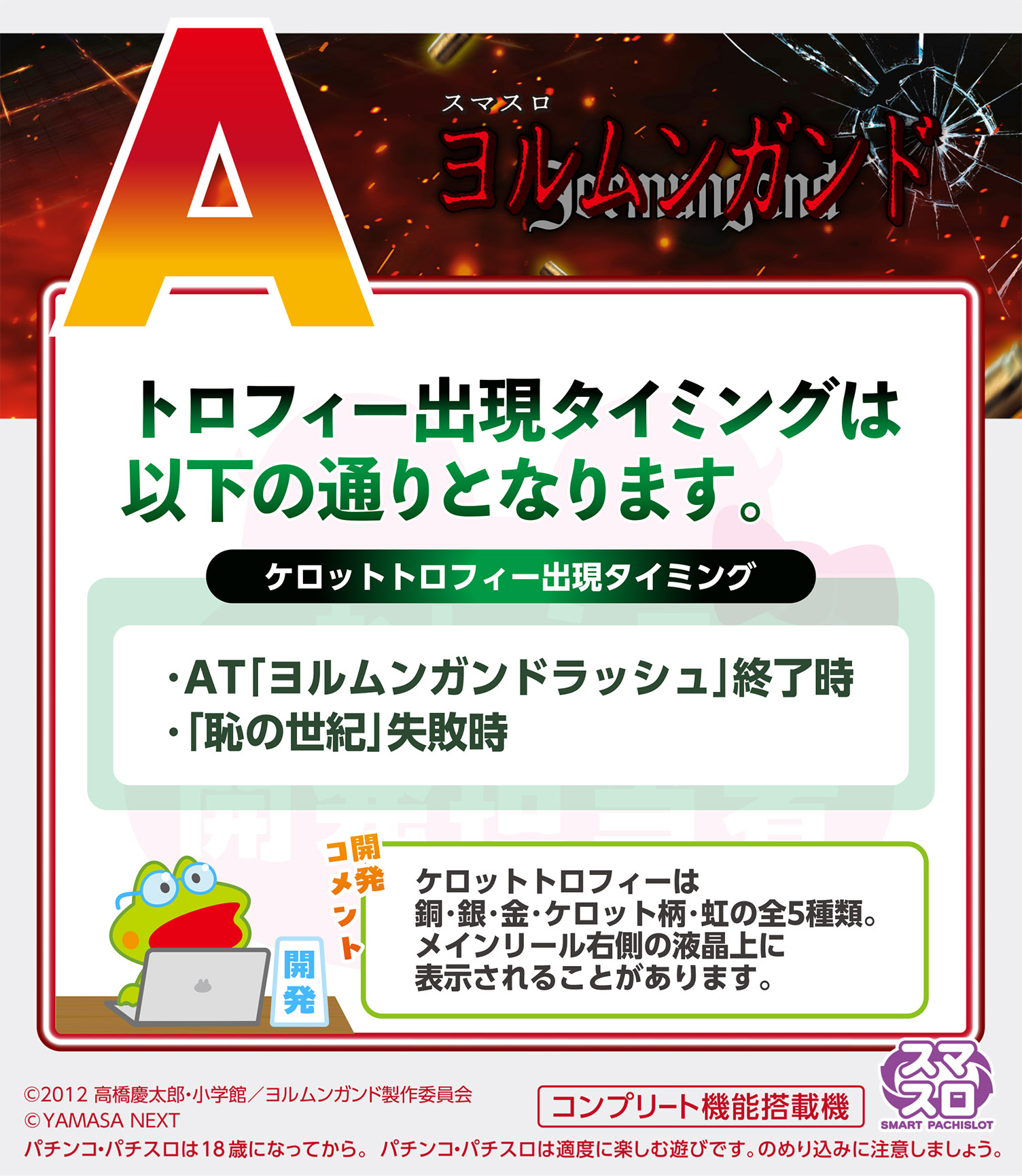 ケロットトロフィー 全5種類 銅銀金ケロット柄虹 出現タイミング ヤマサ公式回答