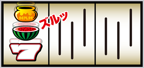 タコスロ 白7狙いのチャンスパターン(4コマスベリでスイカ or BB濃厚)