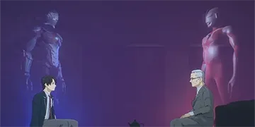 L ULTRAMAN 最終決戦 AT終了画面:進次郎&進(高設定示唆・弱)